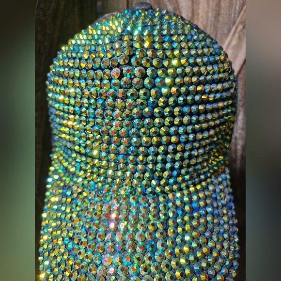 NWT Black And Green Rhinestone Trucker Baseball Cap